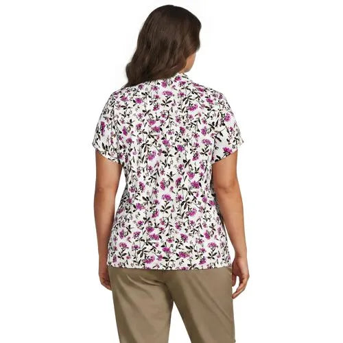 Women's Lightweight Jersey Button Pintuck Top