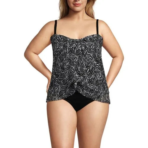 Women's Chlorine Resistant Mesh Bandeau High Leg Fauxkini One Piece Swimsuit