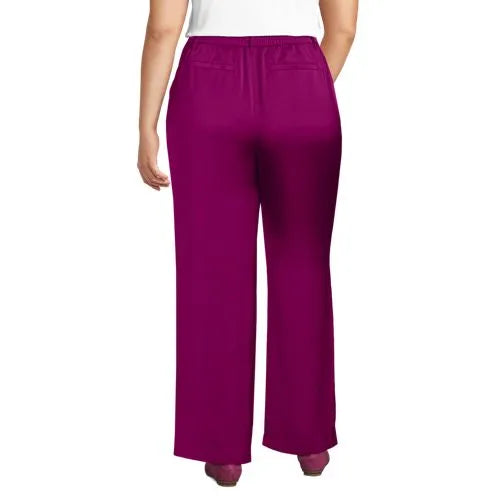 Women's Satin Elastic Back Wide Leg Pants