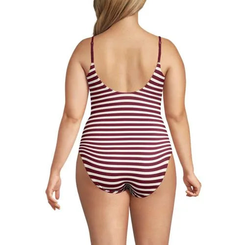 Women's Tugless Thin Strap One Piece Swimsuit