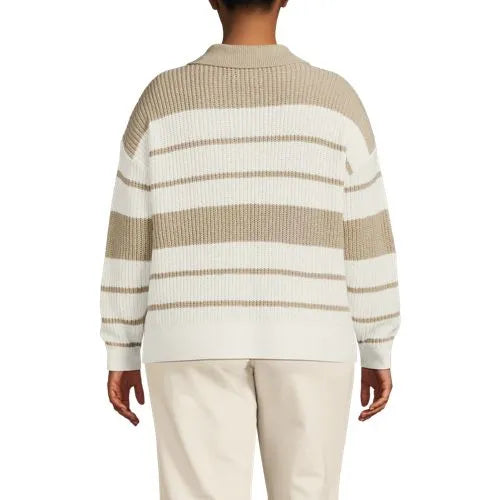Women's Cotton Boucle Johnny Collar Shaker Pullover