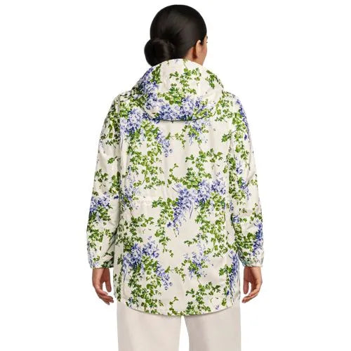 Women's Print Waterproof Hooded Packable Raincoat
