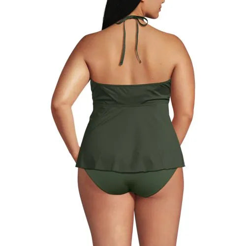 Women's Flutter High Neck Halter Tankini Top