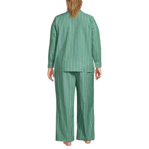 Women's Cotton Poplin 2 Piece Pajama Set - Long Sleeve Top and Pants