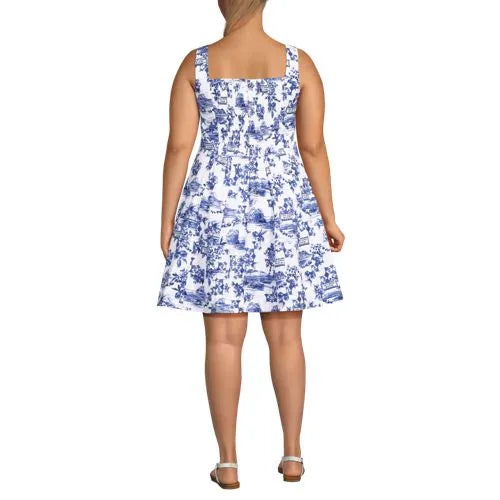 Women's Princess Seam Poplin Above the Knee Dress