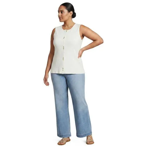 Women's Polished Rib Button Front Tank