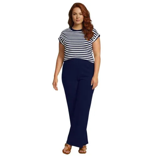 Womens Drapey Rib High Rise Wide Leg Pants