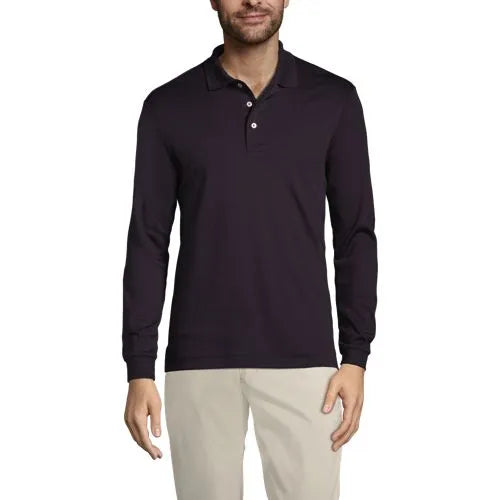 School Uniform Men's Long Sleeve Performance Pima Polo Shirt