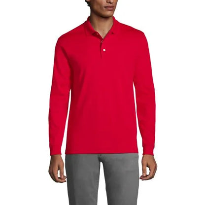 School Uniform Men's Long Sleeve Performance Pima Polo Shirt