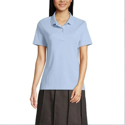 School Uniform Girls Short Sleeve Feminine Fit Interlock Polo Shirt