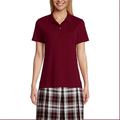 School Uniform Girls Short Sleeve Feminine Fit Interlock Polo Shirt