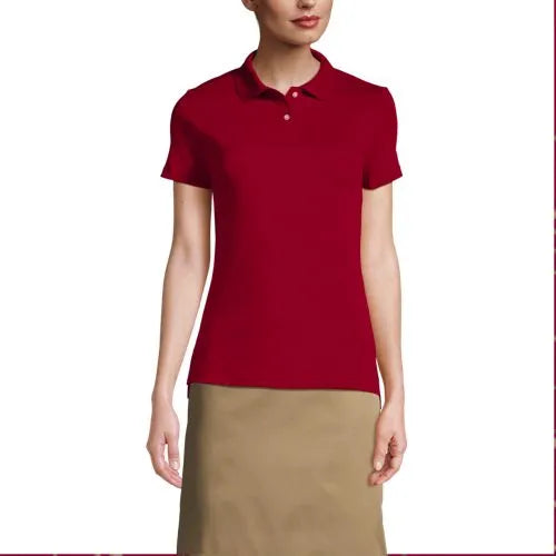 School Uniform Girls Short Sleeve Feminine Fit Interlock Polo Shirt