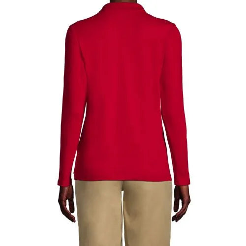 School Uniform Girls Long Sleeve Feminine Fit Interlock Polo Shirt