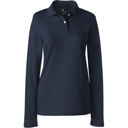 School Uniform Girls Long Sleeve Feminine Fit Interlock Polo Shirt