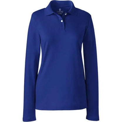 School Uniform Girls Long Sleeve Feminine Fit Interlock Polo Shirt