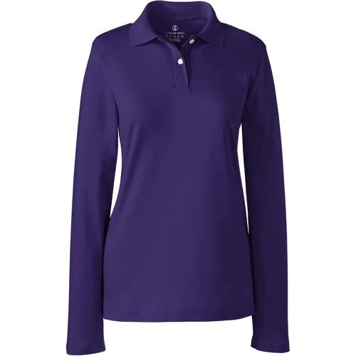 School Uniform Girls Long Sleeve Feminine Fit Interlock Polo Shirt