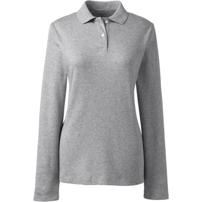 School Uniform Girls Long Sleeve Feminine Fit Interlock Polo Shirt