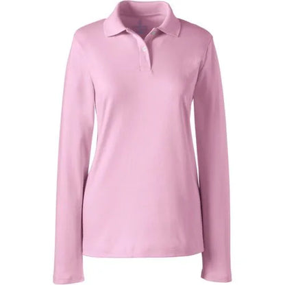 School Uniform Girls Long Sleeve Feminine Fit Interlock Polo Shirt