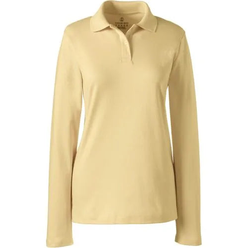 School Uniform Girls Long Sleeve Feminine Fit Interlock Polo Shirt
