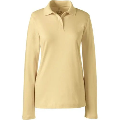 School Uniform Girls Long Sleeve Feminine Fit Interlock Polo Shirt