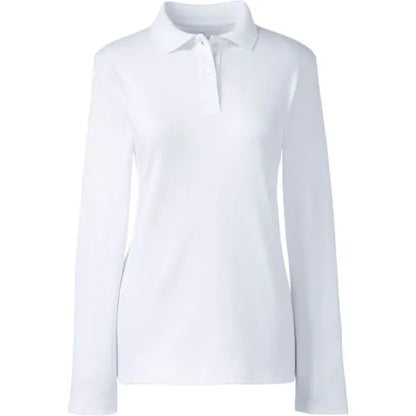 School Uniform Girls Long Sleeve Feminine Fit Interlock Polo Shirt