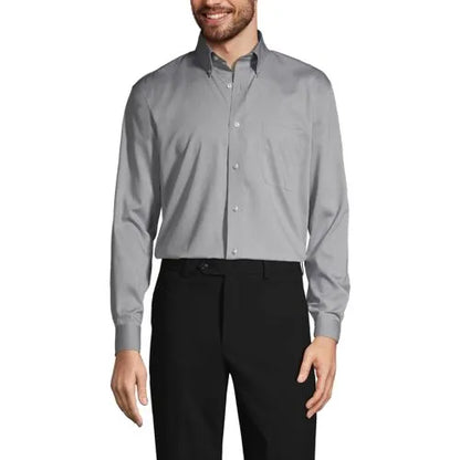 School Uniform Men's Long Sleeve Buttondown No Iron Pinpoint Shirt