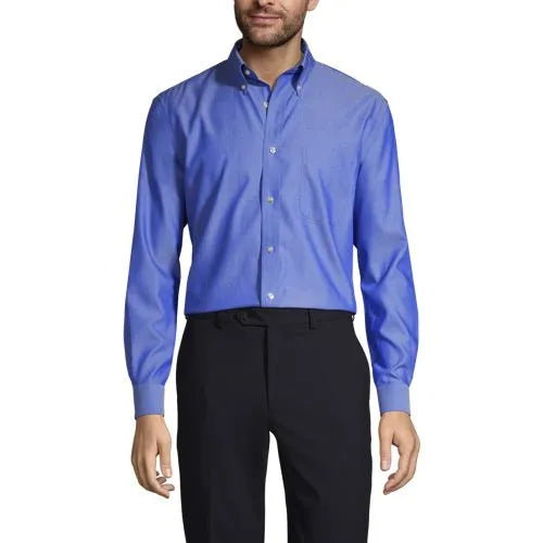School Uniform Men's Long Sleeve Buttondown No Iron Pinpoint Shirt