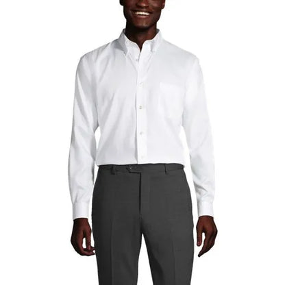 School Uniform Men's Long Sleeve Buttondown No Iron Pinpoint Shirt