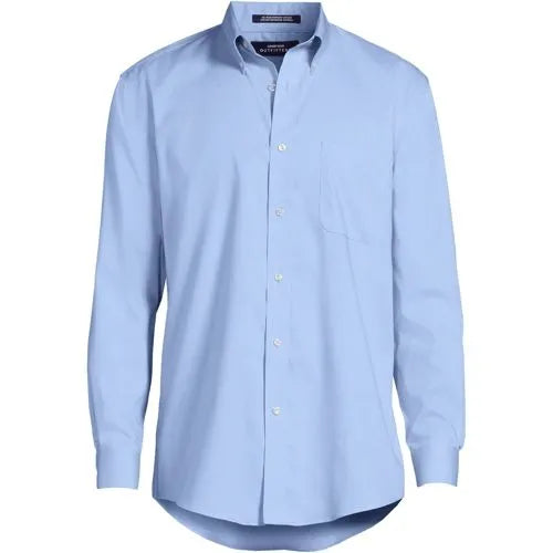 School Uniform Men's Long Sleeve Buttondown No Iron Pinpoint Shirt