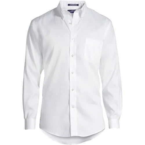 School Uniform Men's Long Sleeve Buttondown No Iron Pinpoint Shirt