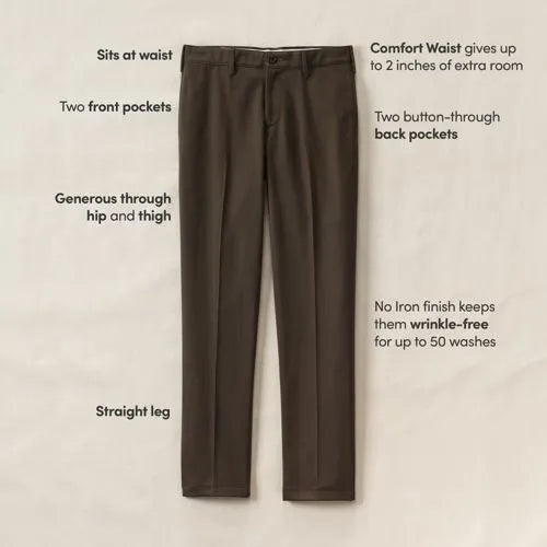 No Iron Comfort Waist Traditional Fit Chino Pant
