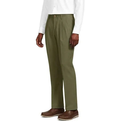 Men's No Iron Traditional Fit Pleated Front Chino Pant