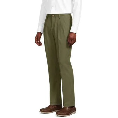 Men's No Iron Traditional Fit Pleated Front Chino Pant