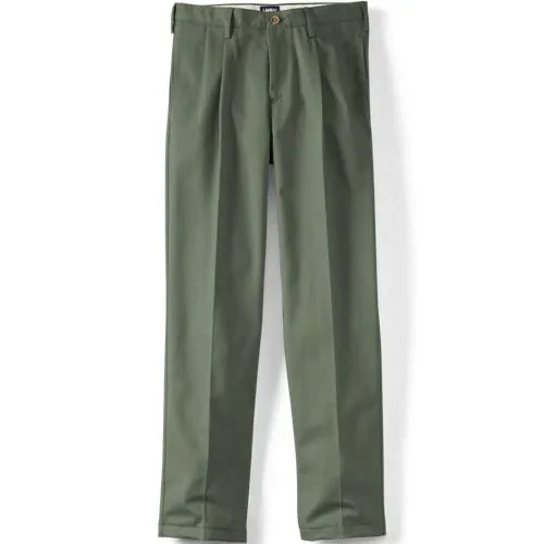 Men's No Iron Traditional Fit Pleated Front Chino Pant
