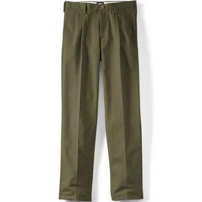 Men's No Iron Traditional Fit Pleated Front Chino Pant