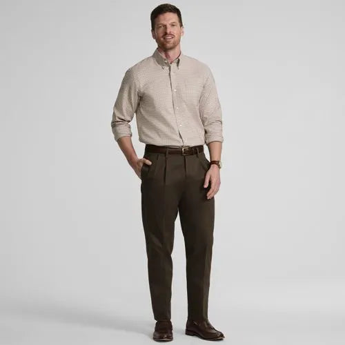 Men's No Iron Traditional Fit Pleated Front Chino Pant