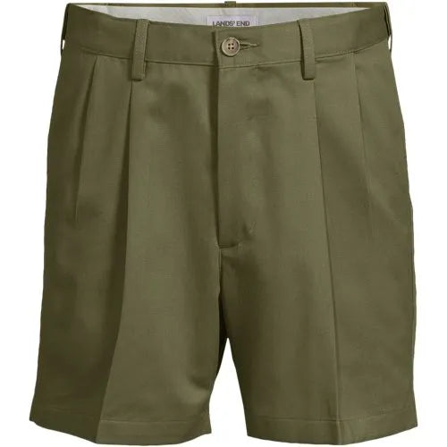 Men's No Iron 6" Comfort Waist Pleated Front Chino Short