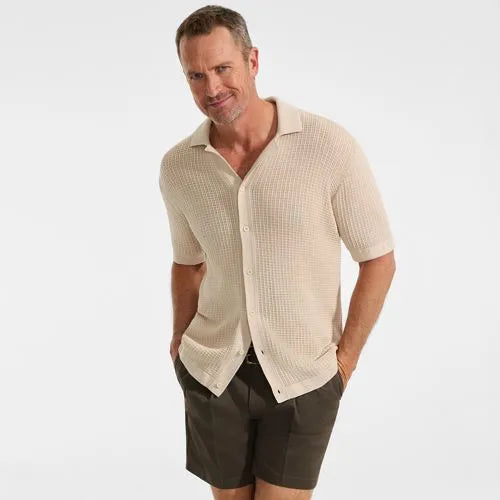 Men's No Iron 6" Comfort Waist Pleated Front Chino Short