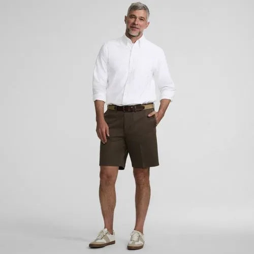 Men's No Iron 9" Comfort Waist Plain Front Chino Short