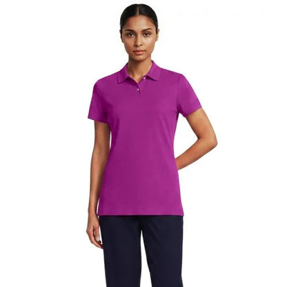 School Uniform Women's Short Sleeve Basic Mesh Polo Shirt