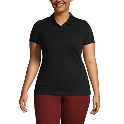 School Uniform Women's Short Sleeve Basic Mesh Polo Shirt