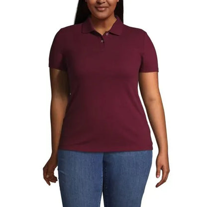 School Uniform Women's Short Sleeve Basic Mesh Polo Shirt