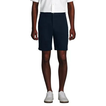 Men's No Iron 9" Plain Front Chino Short