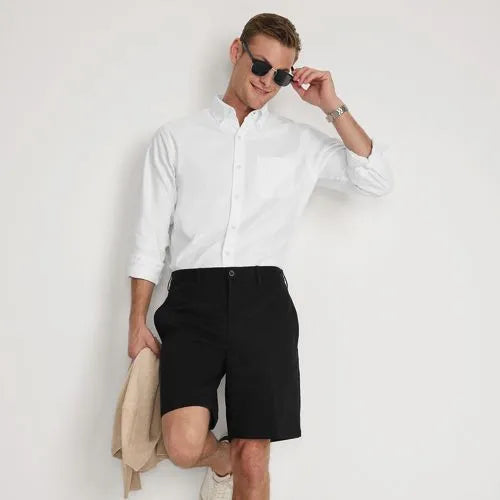 Men's No Iron 9" Plain Front Chino Short