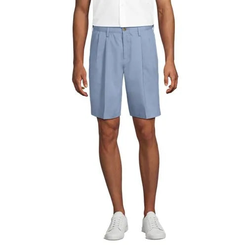 Men's No Iron 9" Pleated Front Chino Short