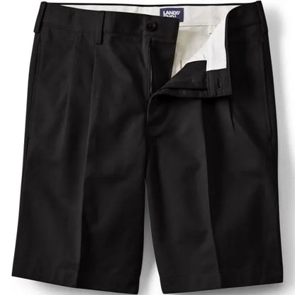 Men's No Iron 9" Pleated Front Chino Short