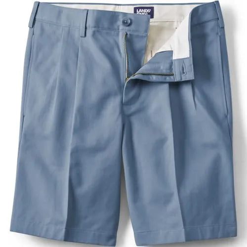 Men's No Iron 9" Pleated Front Chino Short