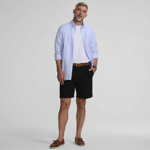 Men's No Iron 9" Pleated Front Chino Short