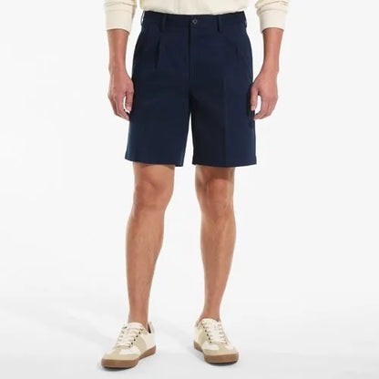 Men's No Iron 9" Pleated Front Chino Short
