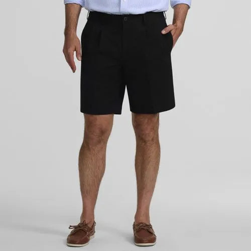 Men's No Iron 9" Pleated Front Chino Short